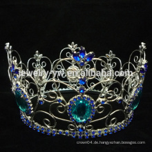 Chunky Blue Rhinestone Großhandel Krone und Tiara